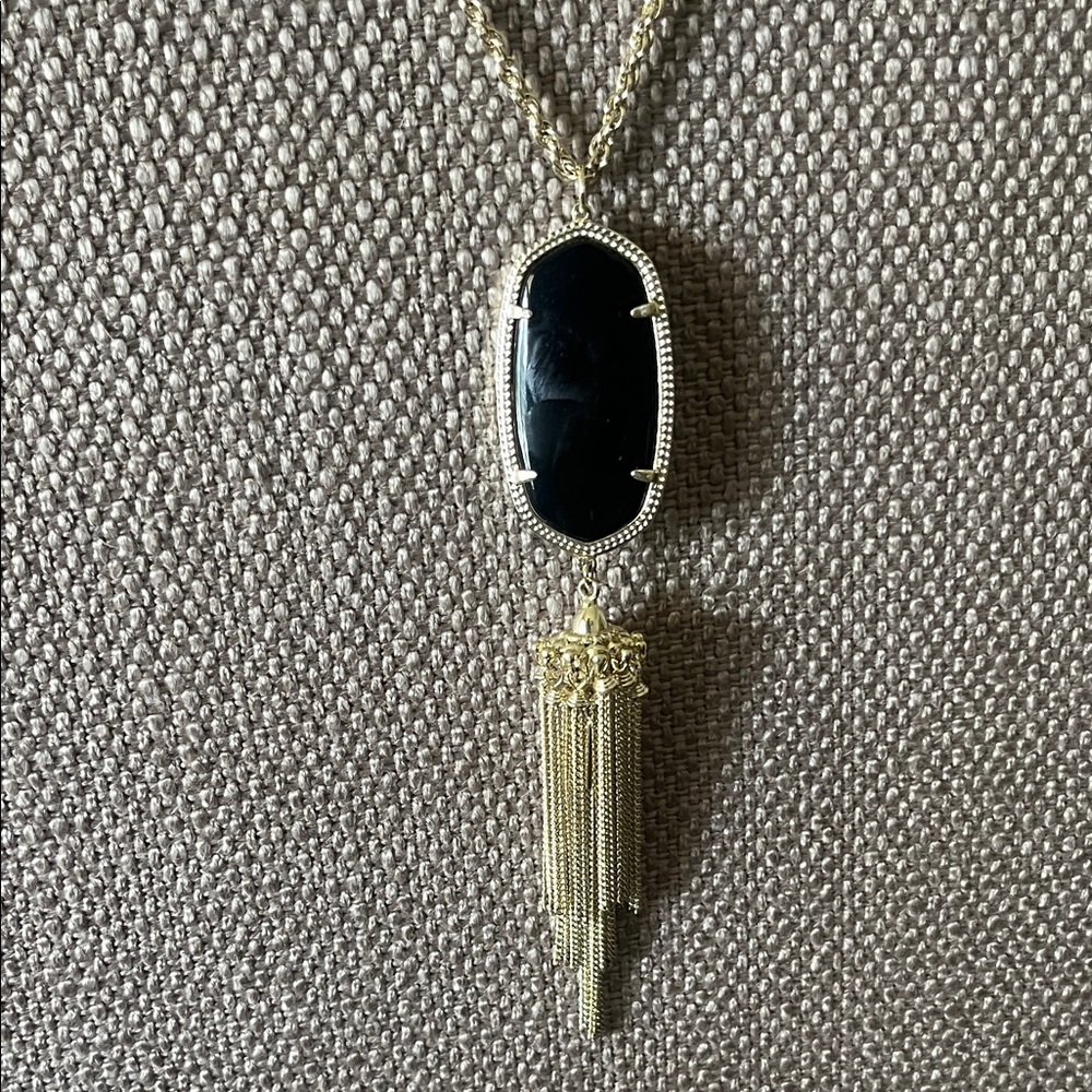 Gold Kendra Scott Black Tassel Necklace - Picture 2 of 3